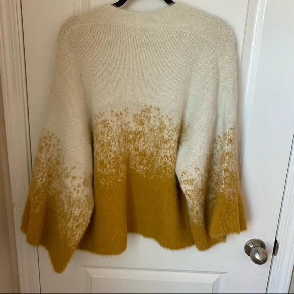 Anthropologie Akemi + Kin Senna Eyelash Open Front Mustard Cardigan One Size - Picture 6 of 8